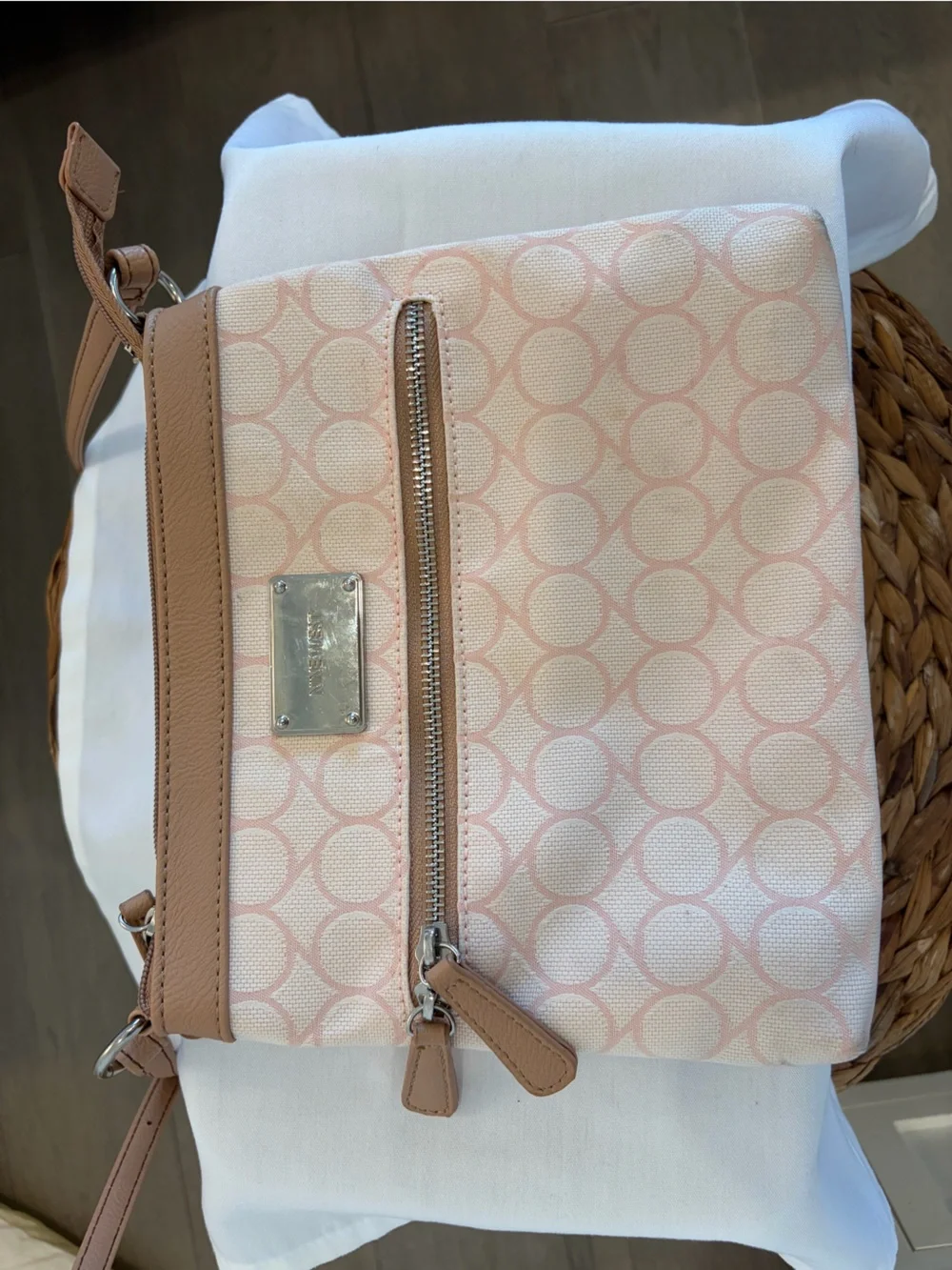 Nine West Pink Crossbody with Tan Trim